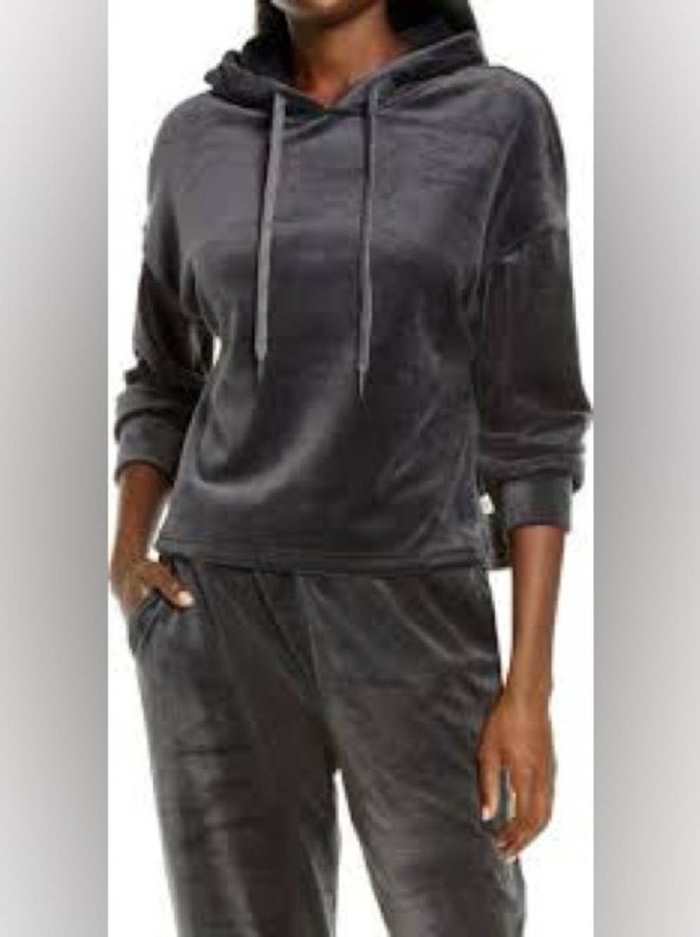 UGG Charcoal Gray Velour Hoodie Size S Y2K Minimalist Cozy